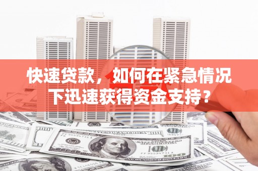 纳溪快速贷款，如何在紧急情况下迅速获得资金支持？