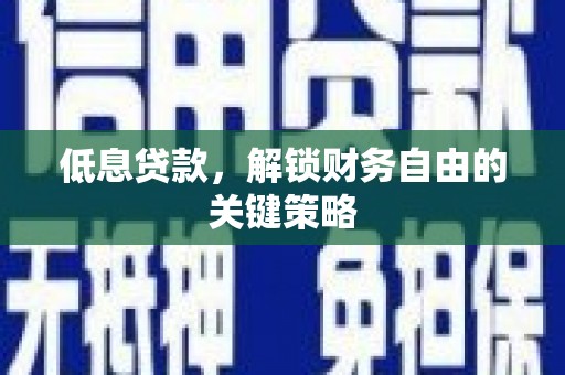 纳溪低息贷款，解锁财务自由的关键策略