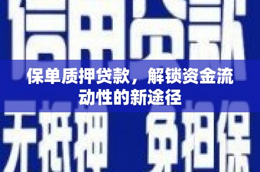 纳溪保单质押贷款，解锁资金流动性的新途径