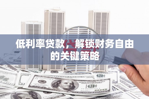 纳溪低利率贷款，解锁财务自由的关键策略