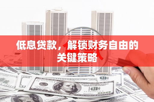 纳溪低息贷款，解锁财务自由的关键策略